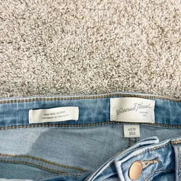 Universal Thread Stretch Denim High-Rise Skinny Distress Jeans Blue Size 4/27R - Picture 10 of 11